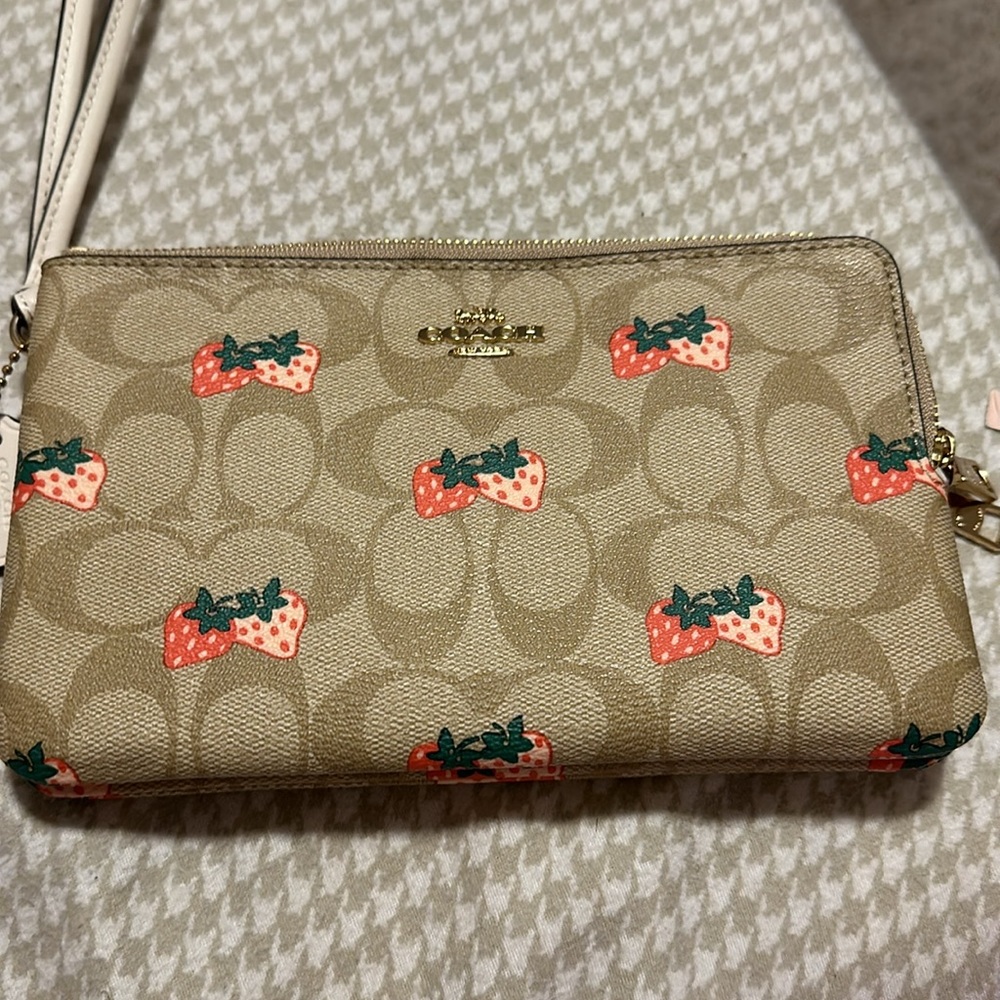 Tan Multi Colored Wallet Wristlet Used Once - image 2